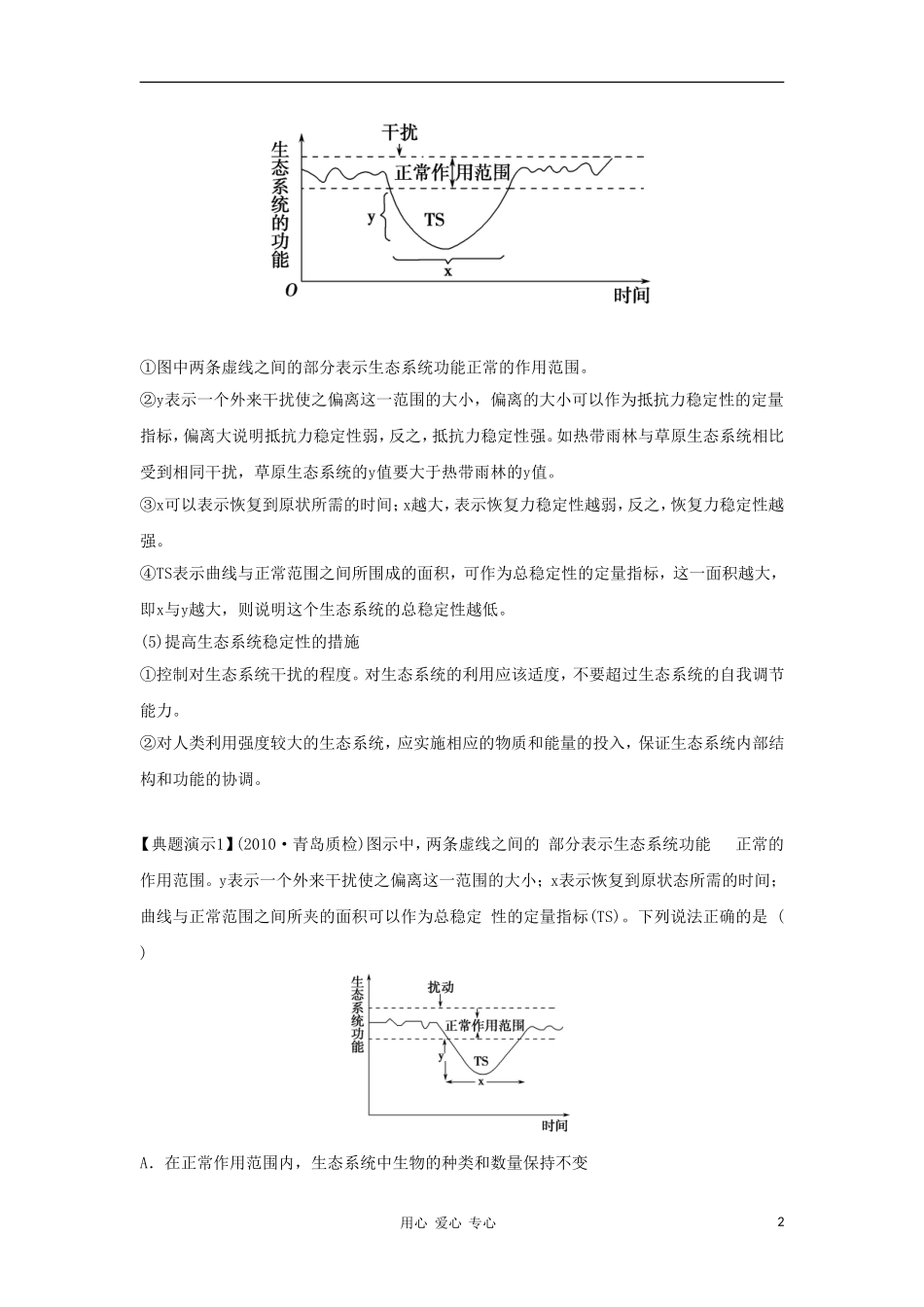 2012高三生物一轮复习 生态系统的稳定性导学案 新人教版_第2页