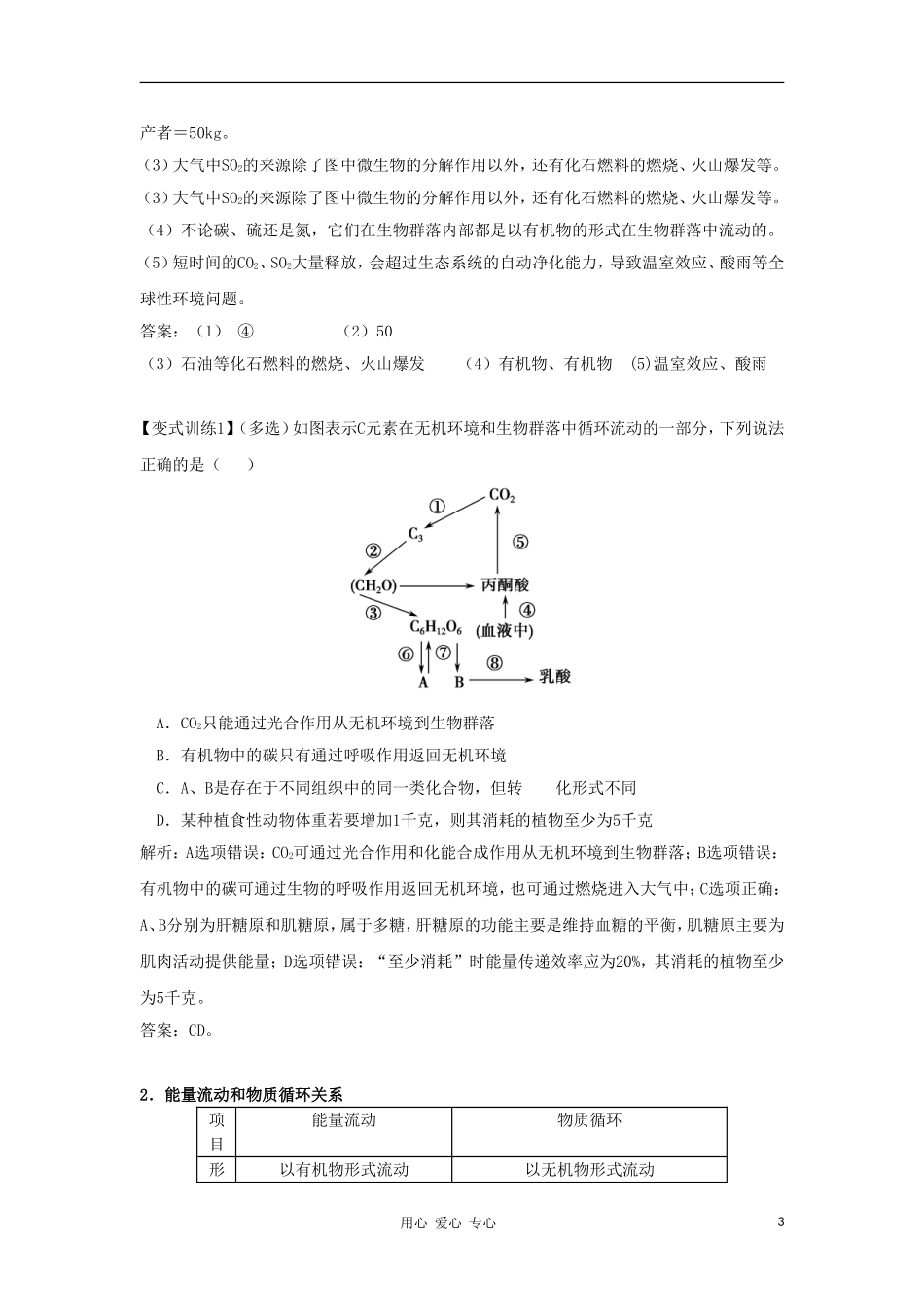 2012高三生物一轮复习 生态系统的物质循环导学案 新人教版_第3页