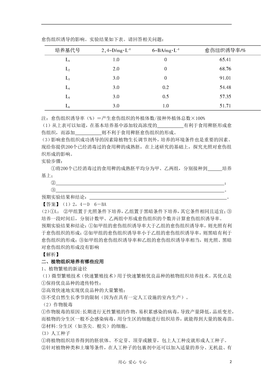 2012高三生物一轮复习 植物细胞工程导学案 新人教版_第2页