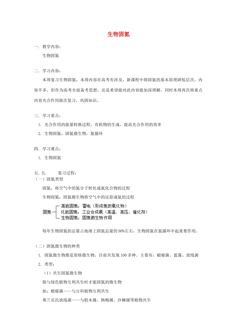 2012高三生物专题复习 生物固氮教案_第1页