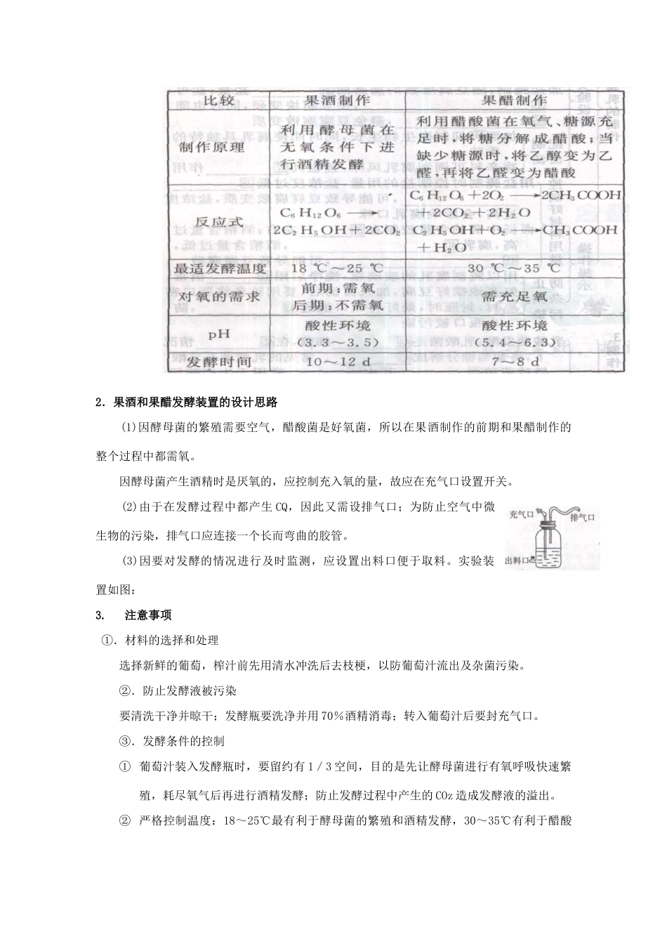 2012高三生物总复习 第42讲传统发酵技术的应用教案_第3页