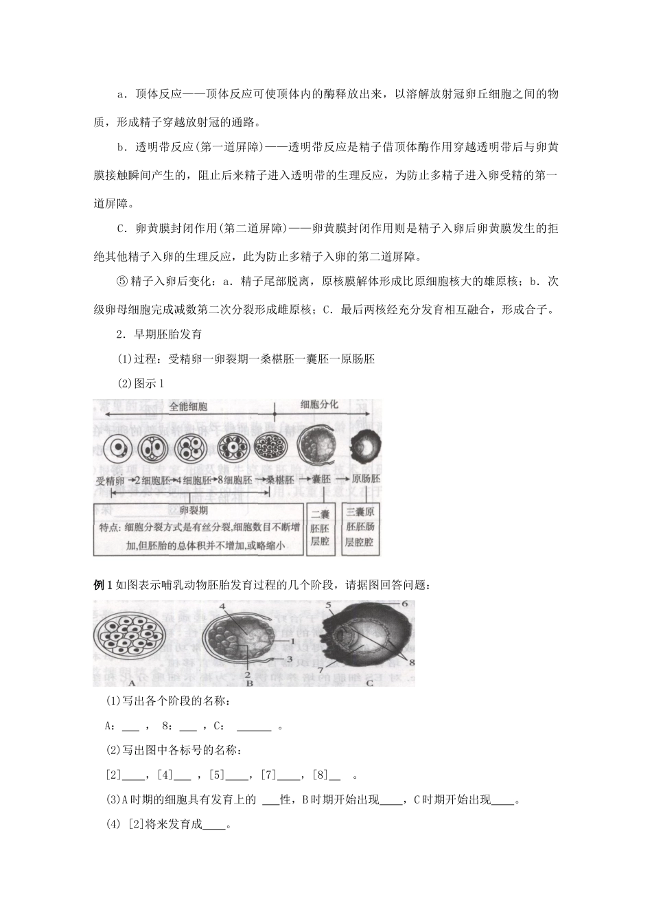 2012高三生物总复习 第50讲胚胎工程教案_第3页