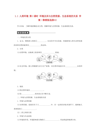 2012高中地理 1.1 人类环境 第1课时学案 鲁教版选修6