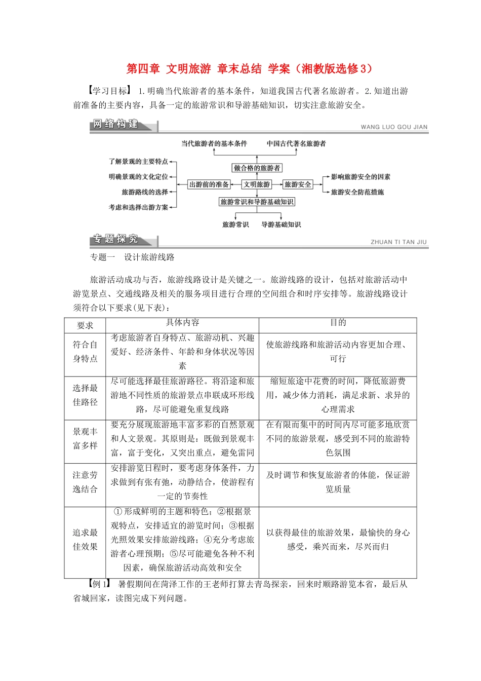 2012高中地理 第四章 文明旅游章末总结学案 湘教版选修3_第1页