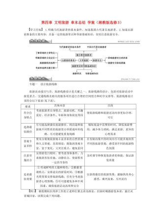 2012高中地理 第四章 文明旅游章末总结学案 湘教版选修3