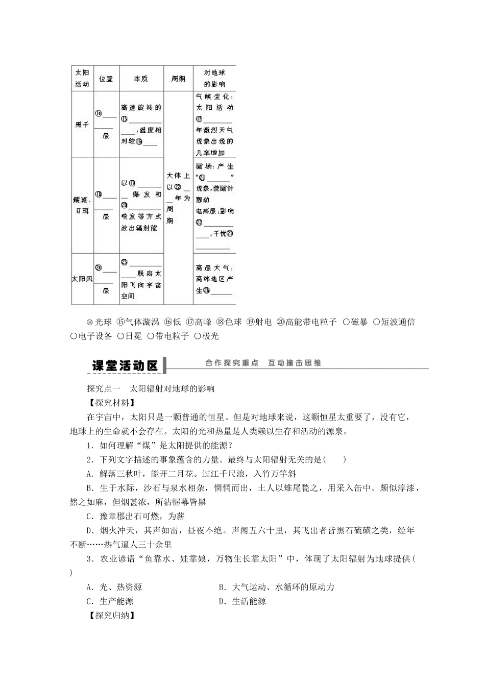 2012高中地理 1.2 太阳对地球的影响学案 湘教版必修1_第2页