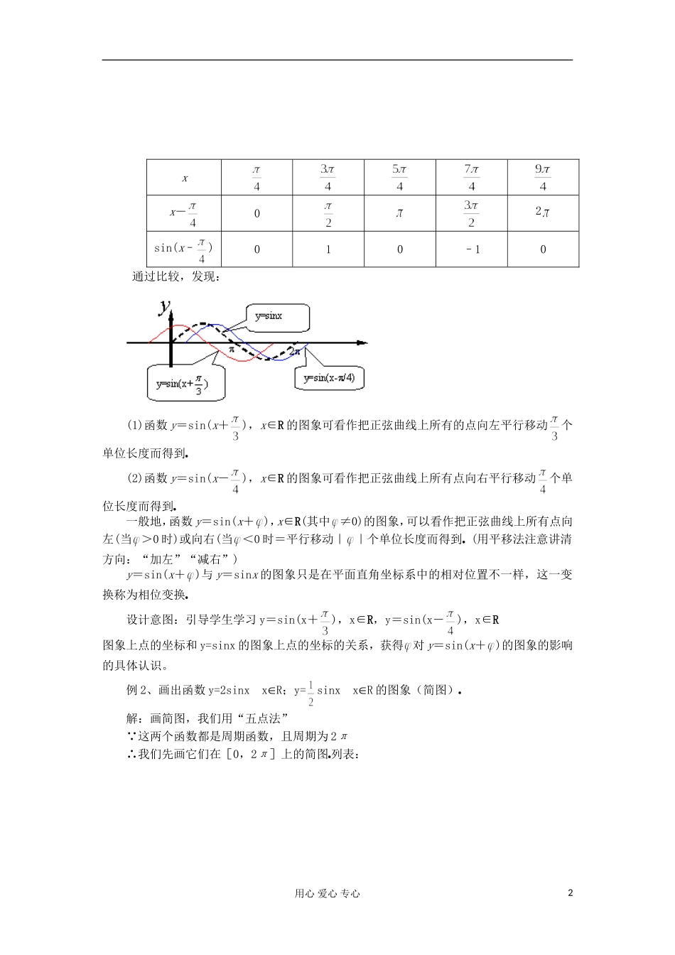 2012高中数学 1.5函数y=Asin(ωx+φ)的图象教案 新人教A版必修4 _第2页
