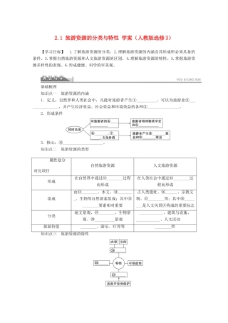 2012高中地理 2.1 旅游资源的分类与特性学案 新人教版选修3