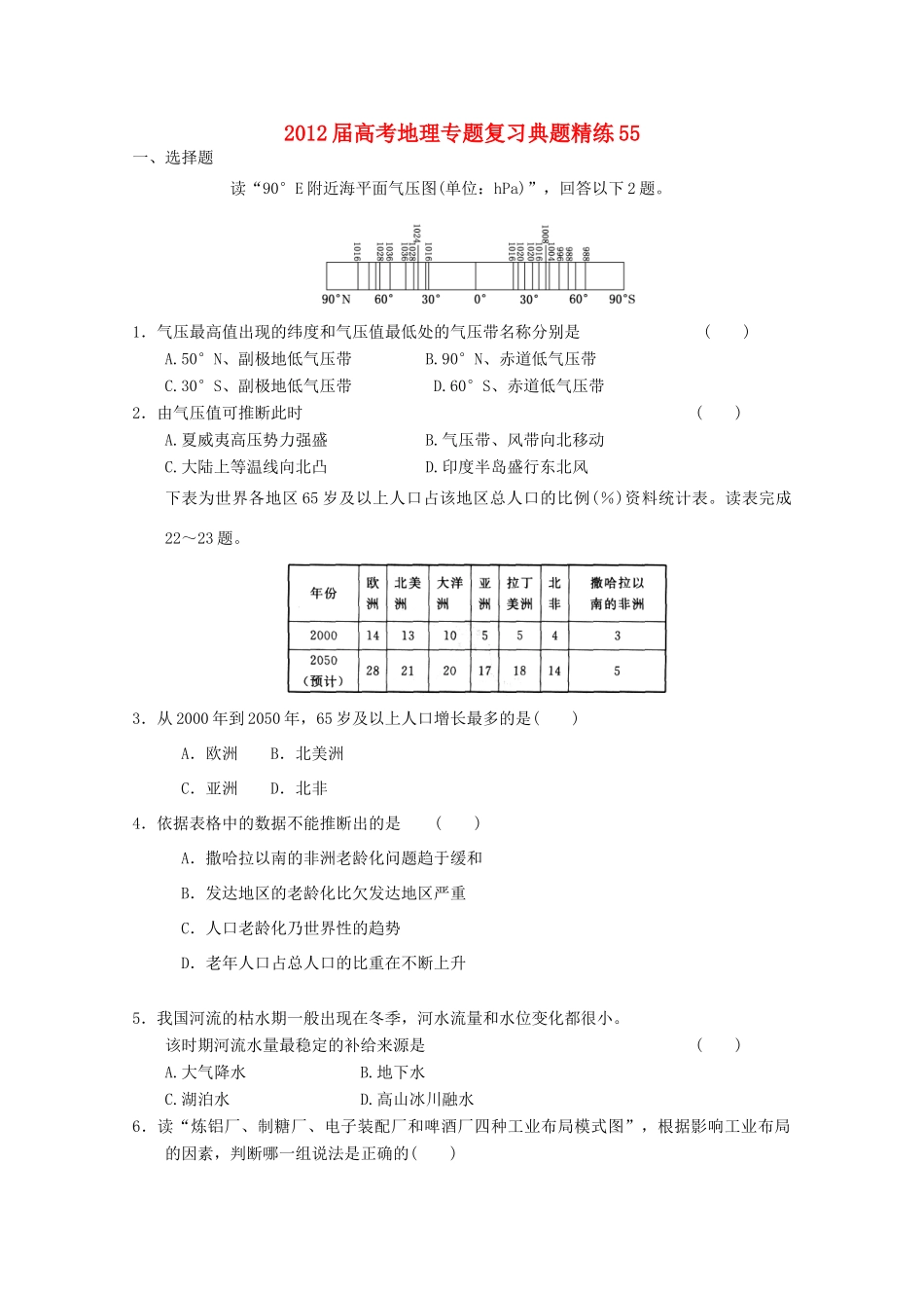 2012年高考地理专题复习 典题精练学案55_第1页