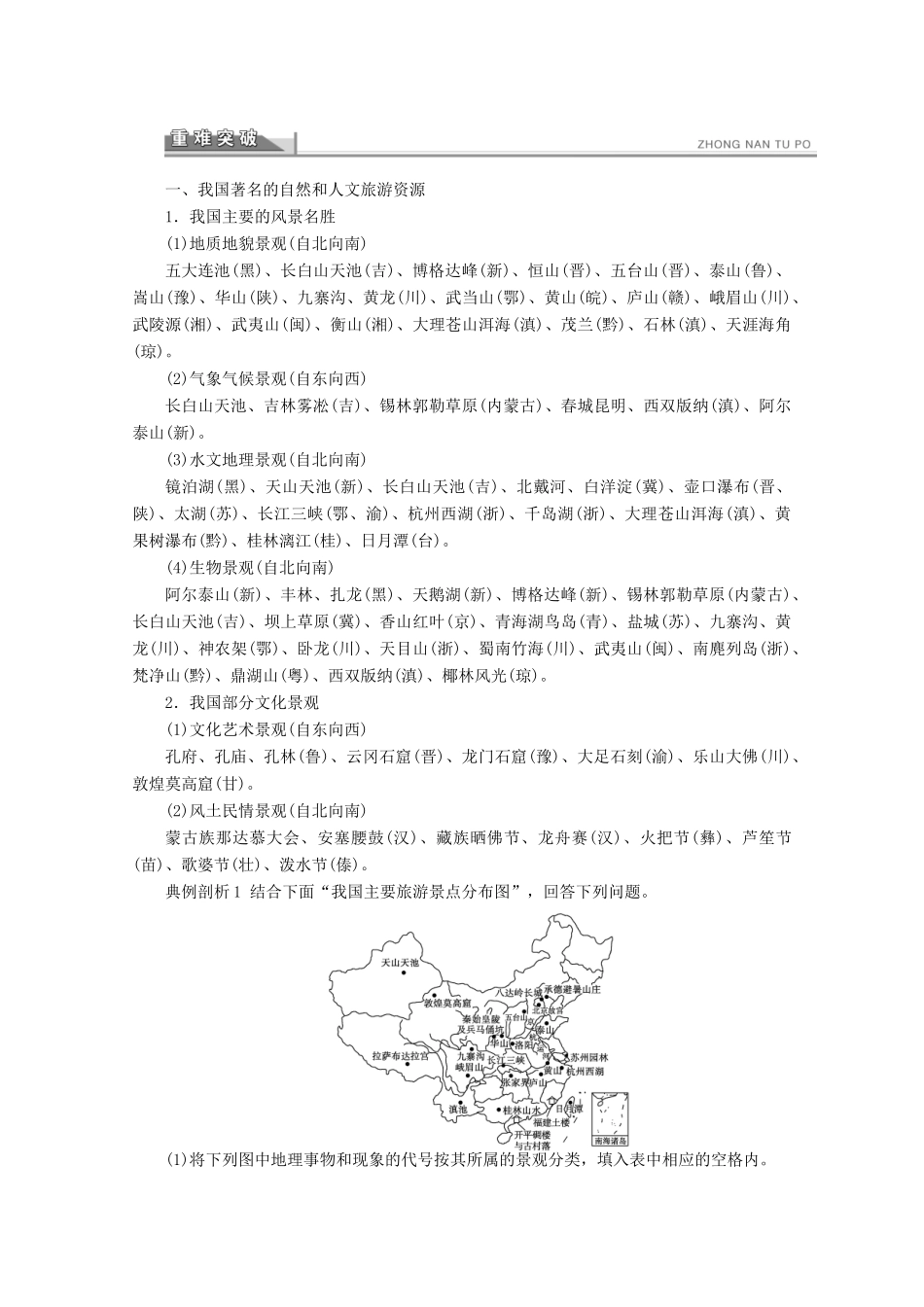 2012高中地理 2.3 我国的旅游资源学案 新人教版选修3_第2页