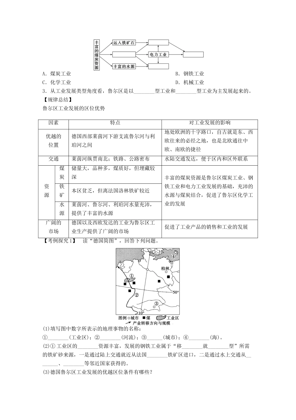 2012高中地理 2.5 矿产资源合理开发和区域可持续发展――以德国鲁尔区为例学案1 湘教版必修3_第2页