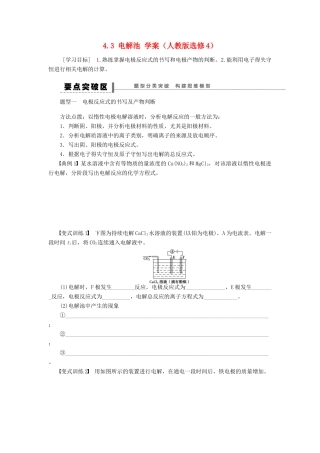 2012高中化学 4.3电解池学案 新人教版选修4 