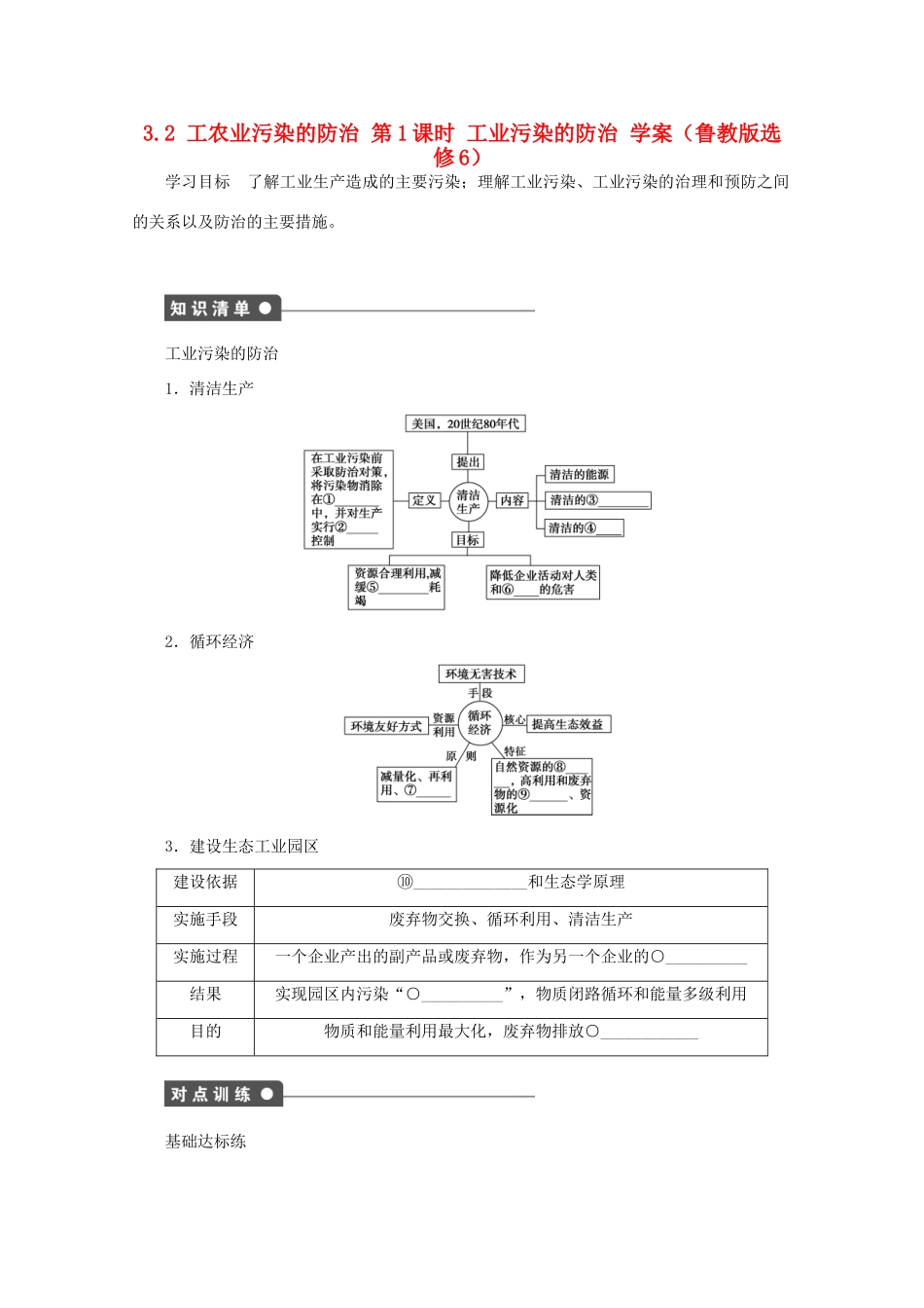 2012高中地理 3.2 工农业污染的防治 第1课时学案 鲁教版选修6_第1页