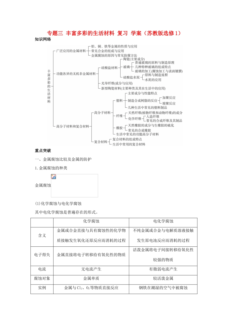 2012高中化学 专题三丰富多彩的生活材料学案 苏教版选修1_第1页