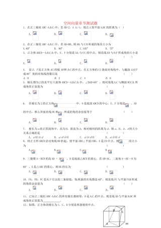 2012年高考数学《空间向量》专题 空间向量章节测试学案