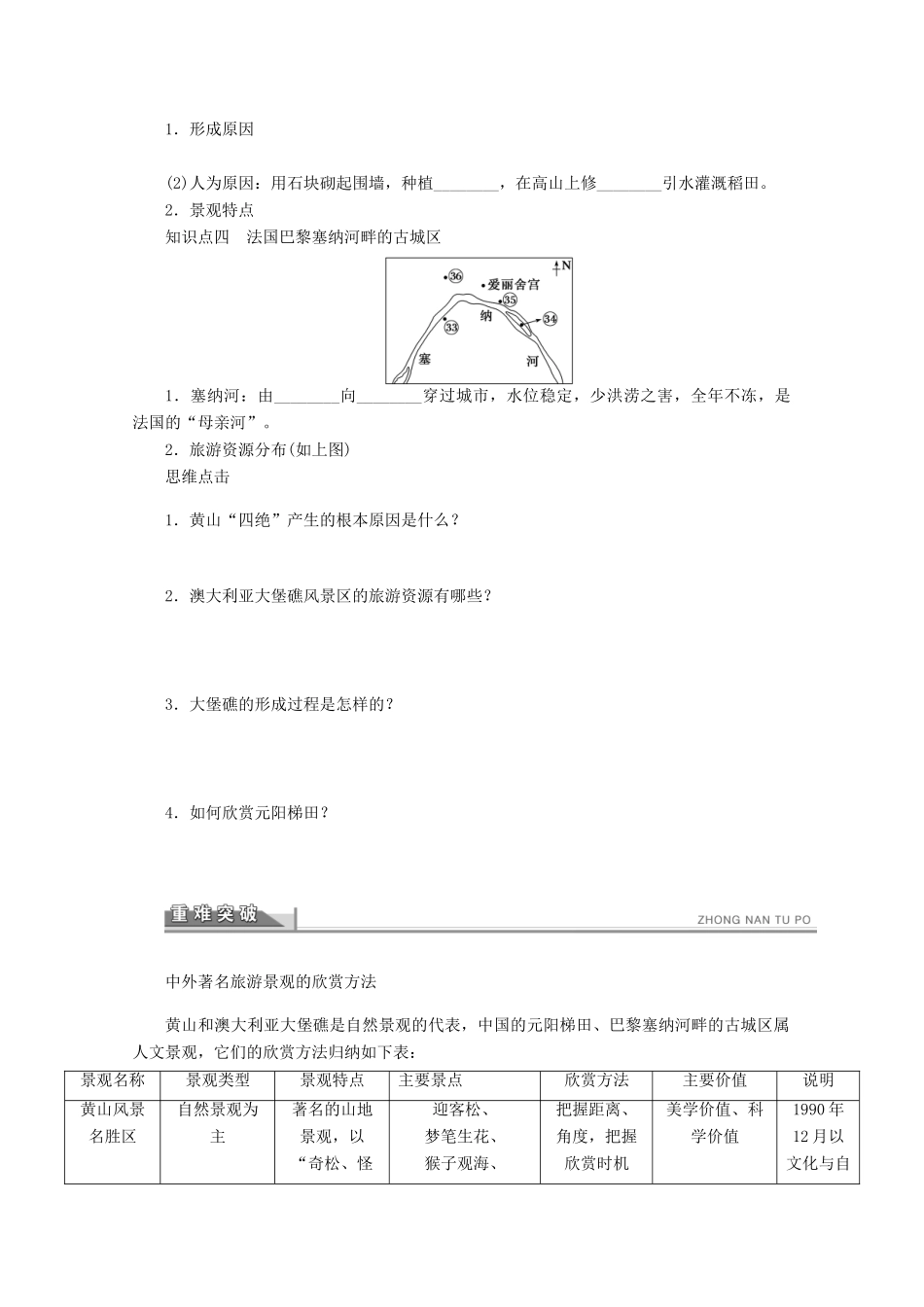 2012高中地理 3.3 中外著名旅游景观欣赏学案 新人教版选修3_第2页