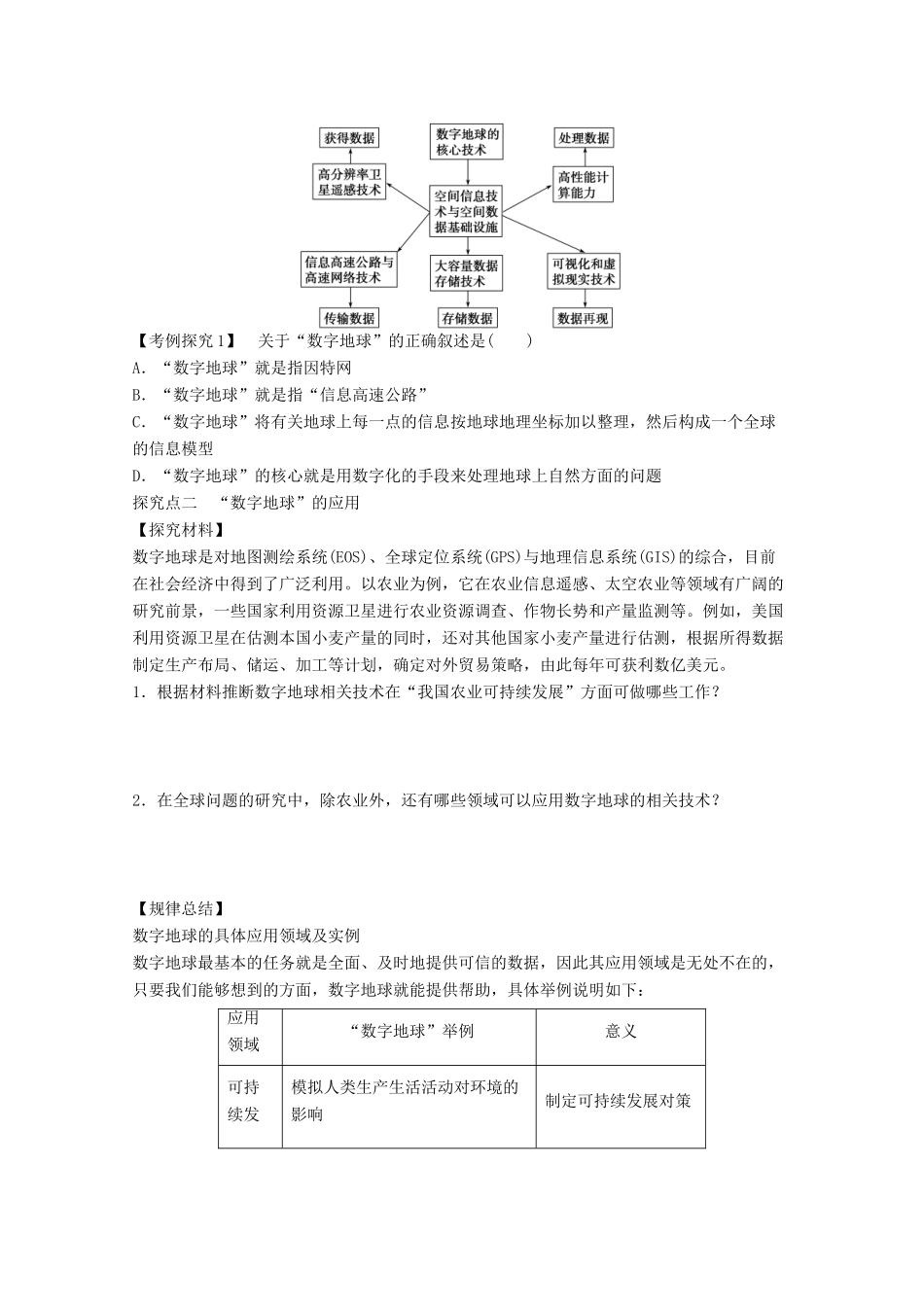 2012高中地理 3.4 数字地球学案1 湘教版必修3_第3页