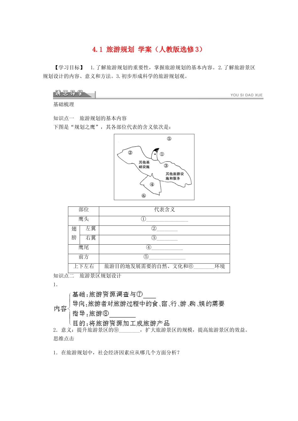2012高中地理 4.1 旅游规划学案 新人教版选修3_第1页