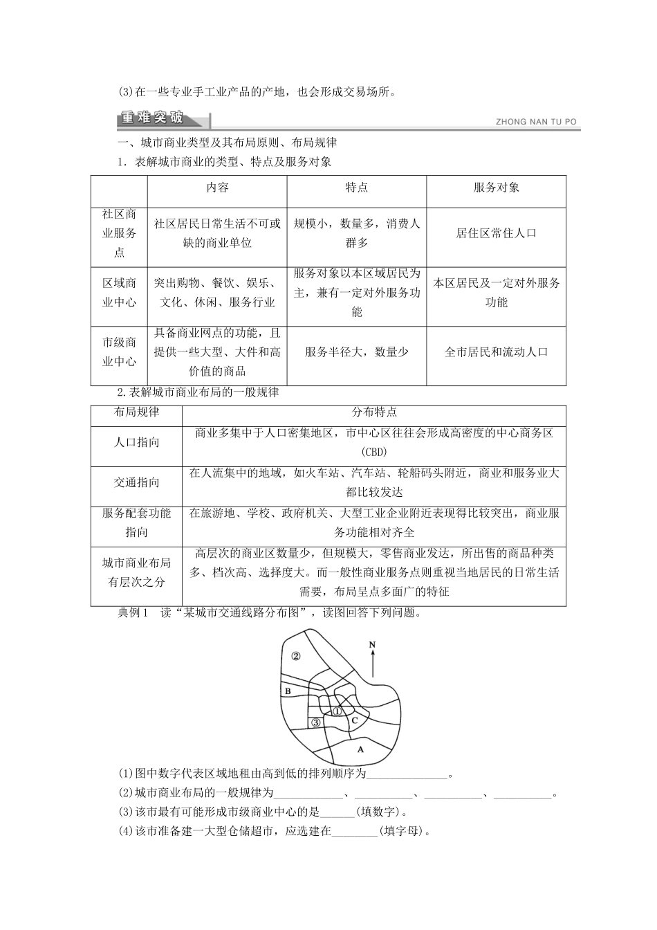 2012高中地理 4.2 城乡商业与生活环境学案 新人教版选修4_第2页