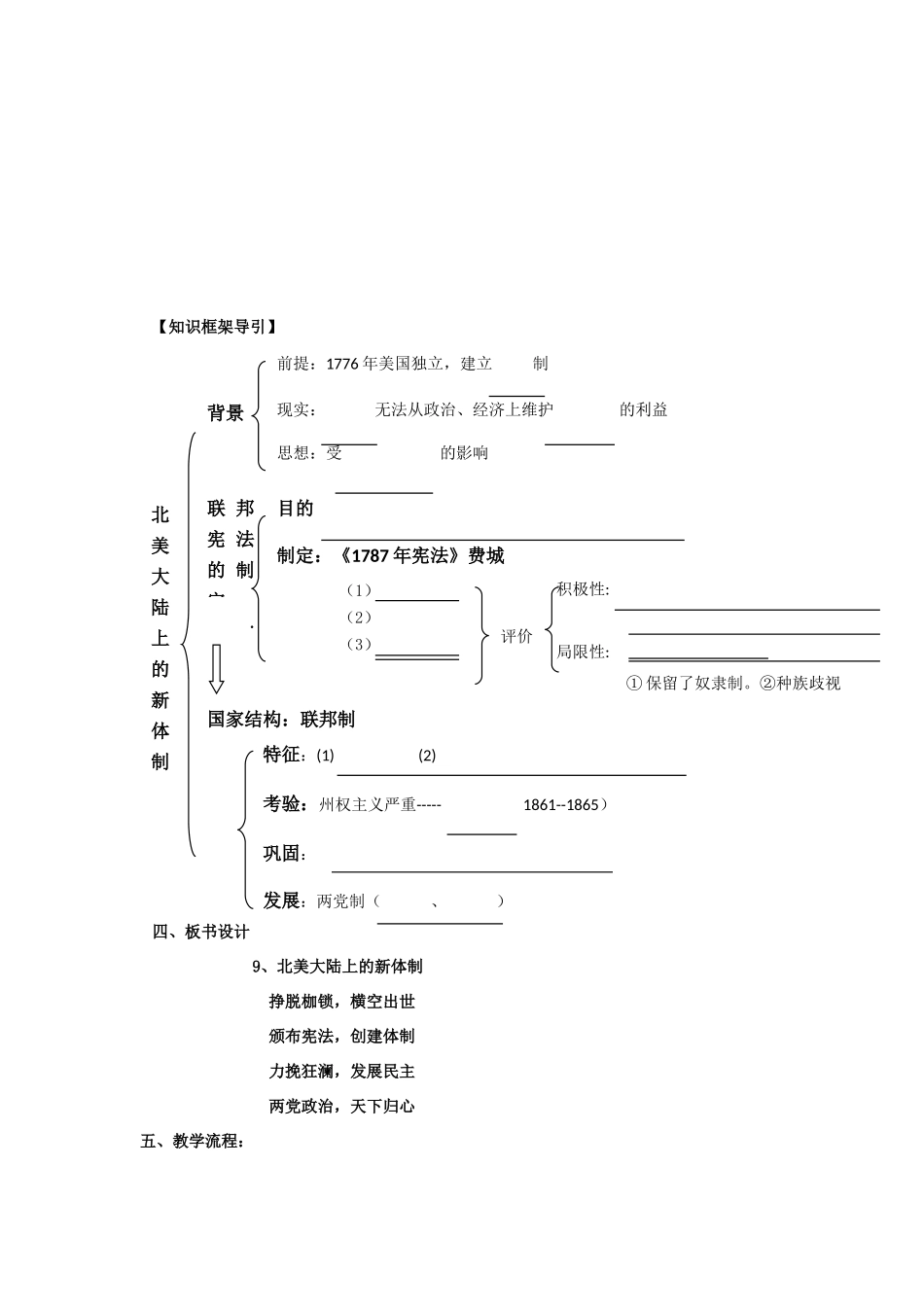 2012高中历史 3.2 北美大陆上的新体制 3学案 岳麓版必修1_第2页