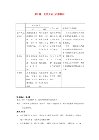 2012高中历史 3.2 北美大陆上的新体制 10学案 岳麓版必修1