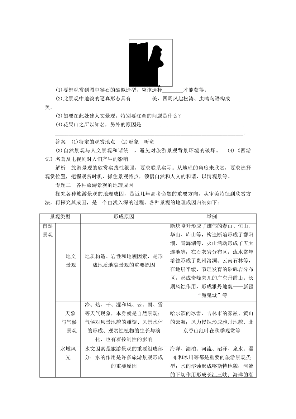2012高中地理 第二章 旅游景观的欣赏章末总结学案 湘教版选修3_第2页