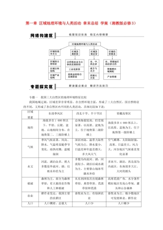 2012高中地理 第一章 区域地理环境与人类活动章末总结学案1 湘教版必修3