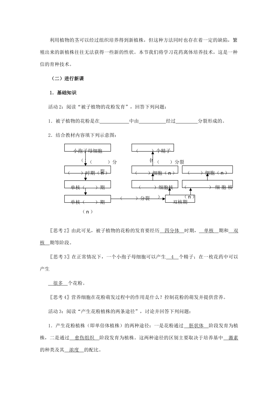 2012高中生物 3.2《月季的花药培养》教案 新人教版选修1_第2页