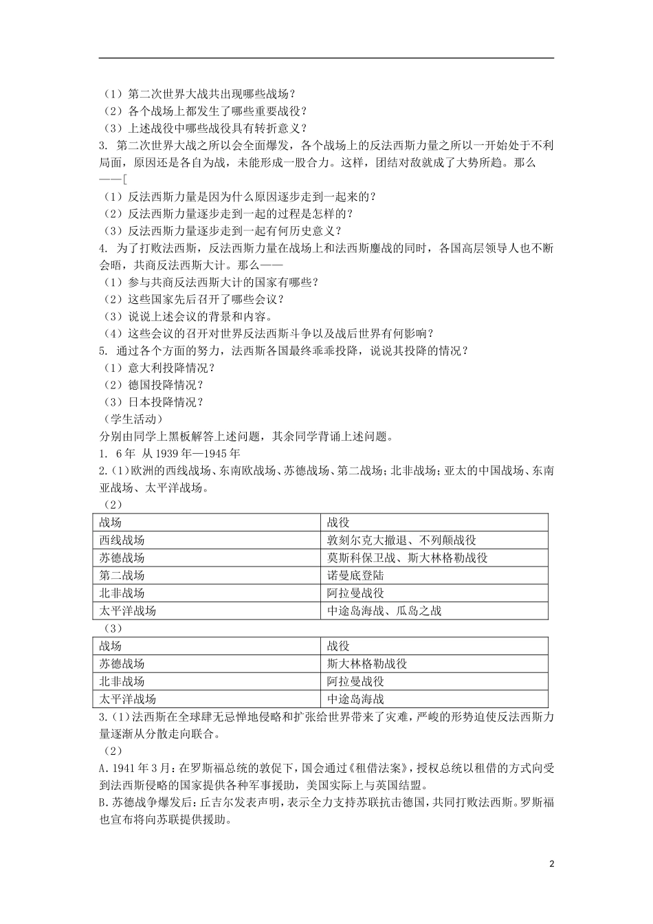 2012高中历史 第11课战争的扩大和转折教案 岳麓选修3_第2页