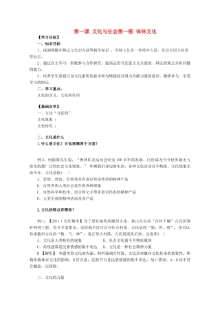 2012高中政治 1.1.1 体味文化学案  新人教版必修3