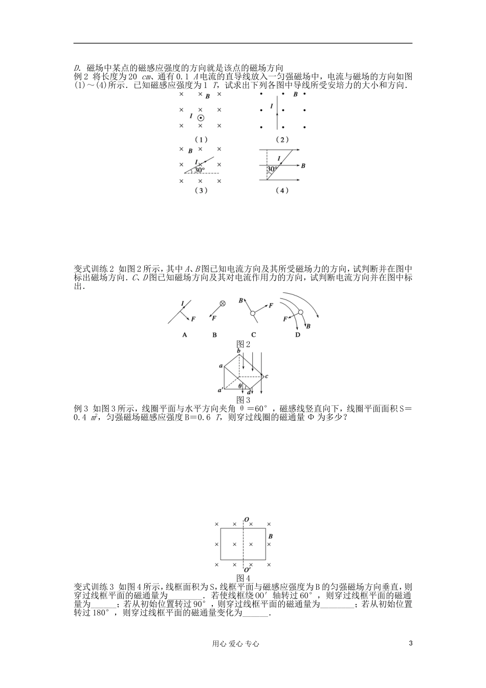 2012高中物理 3.3 探究安培力学案 粤教版选修3-1_第3页