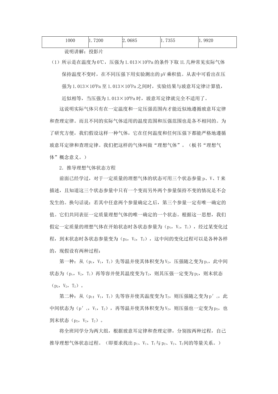 2012高中物理 8.3 理想气体的状态方程 教案 新人教版选修3-3_第3页