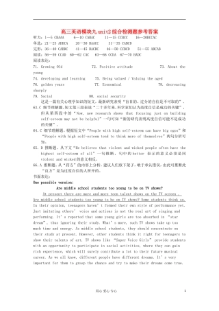 2012高中英语 M9unit2综合检测题答案学案 牛津译林版选修9