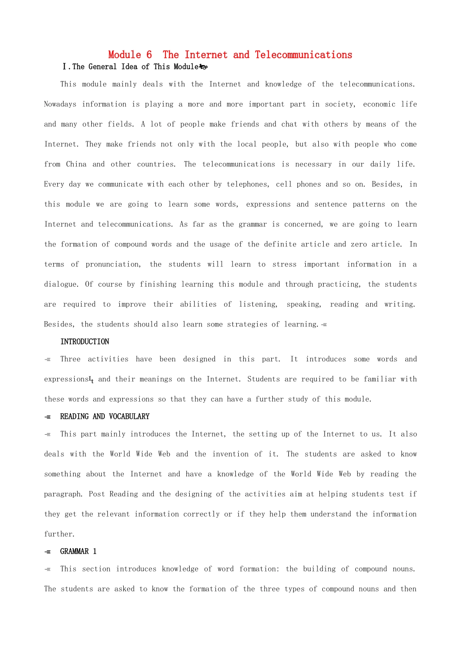 2012高中英语 Module 6 1st period优秀教案 外研版必修1_第1页