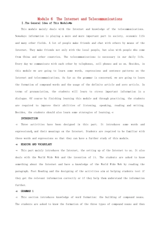 2012高中英语 Module 6 1st period优秀教案 外研版必修1