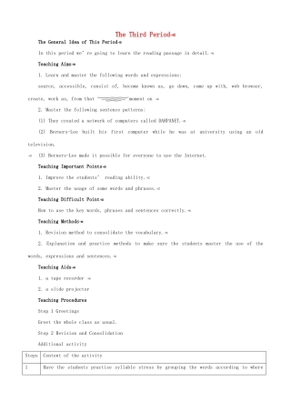 2012高中英语 Module 6 3rd period优秀教案 外研版必修1