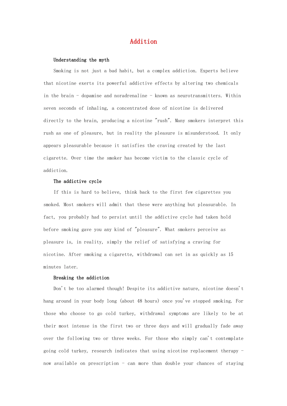 2012高中英语 Module2 Addition素材 外研版必修2_第1页