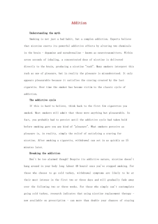 2012高中英语 Module2 Addition素材 外研版必修2