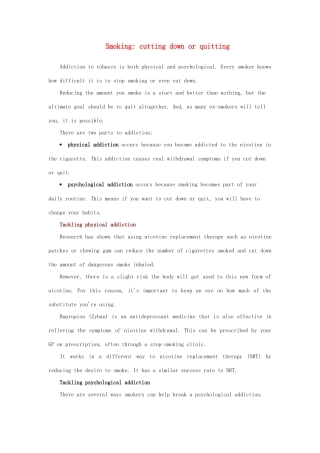 2012高中英语 Module2 Smoking素材 外研版必修2