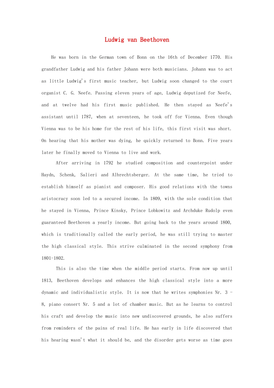 2012高中英语 Module3 Ludwig van Beethoven素材 外研版必修2_第1页