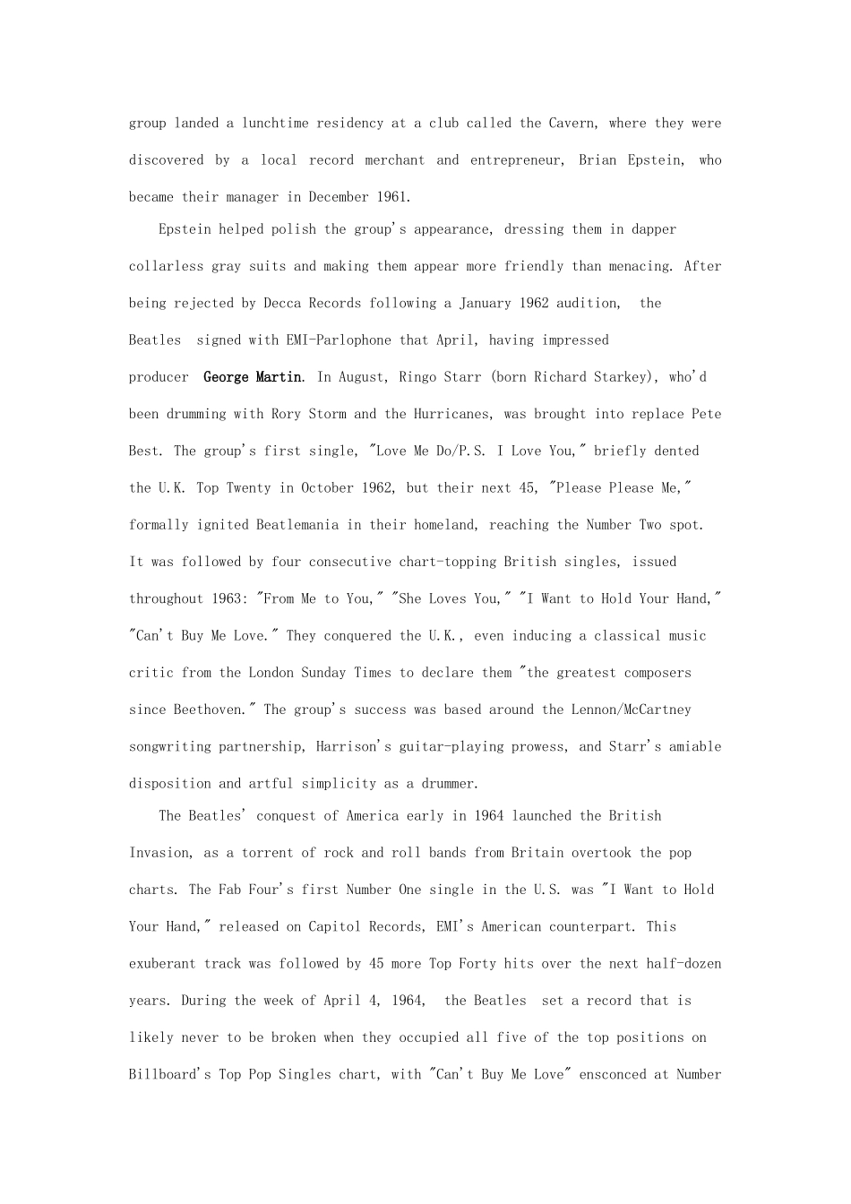 2012高中英语 Module3 The Beatles素材 外研版必修2_第2页