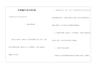 手术室护士长工作计划