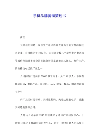 手机品牌营销策划书