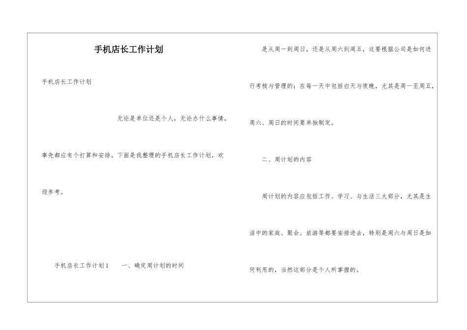 手机店长工作计划_第1页