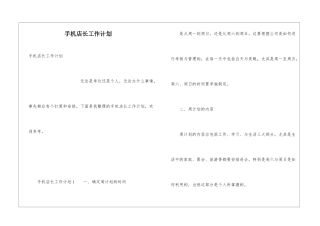手机店长工作计划