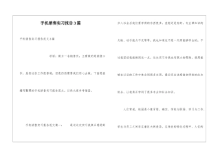 手机销售实习报告3篇