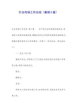 打击传销工作总结