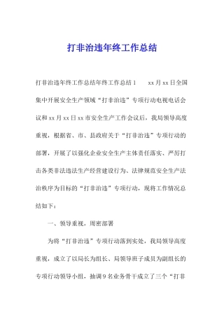 打非治违年终工作总结