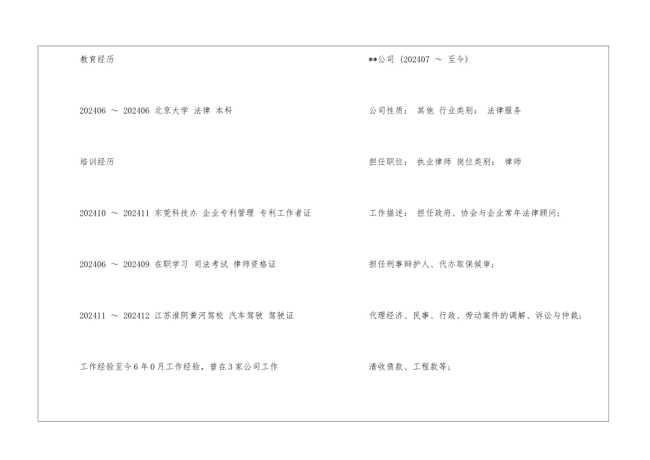执业律师求职简历_第2页