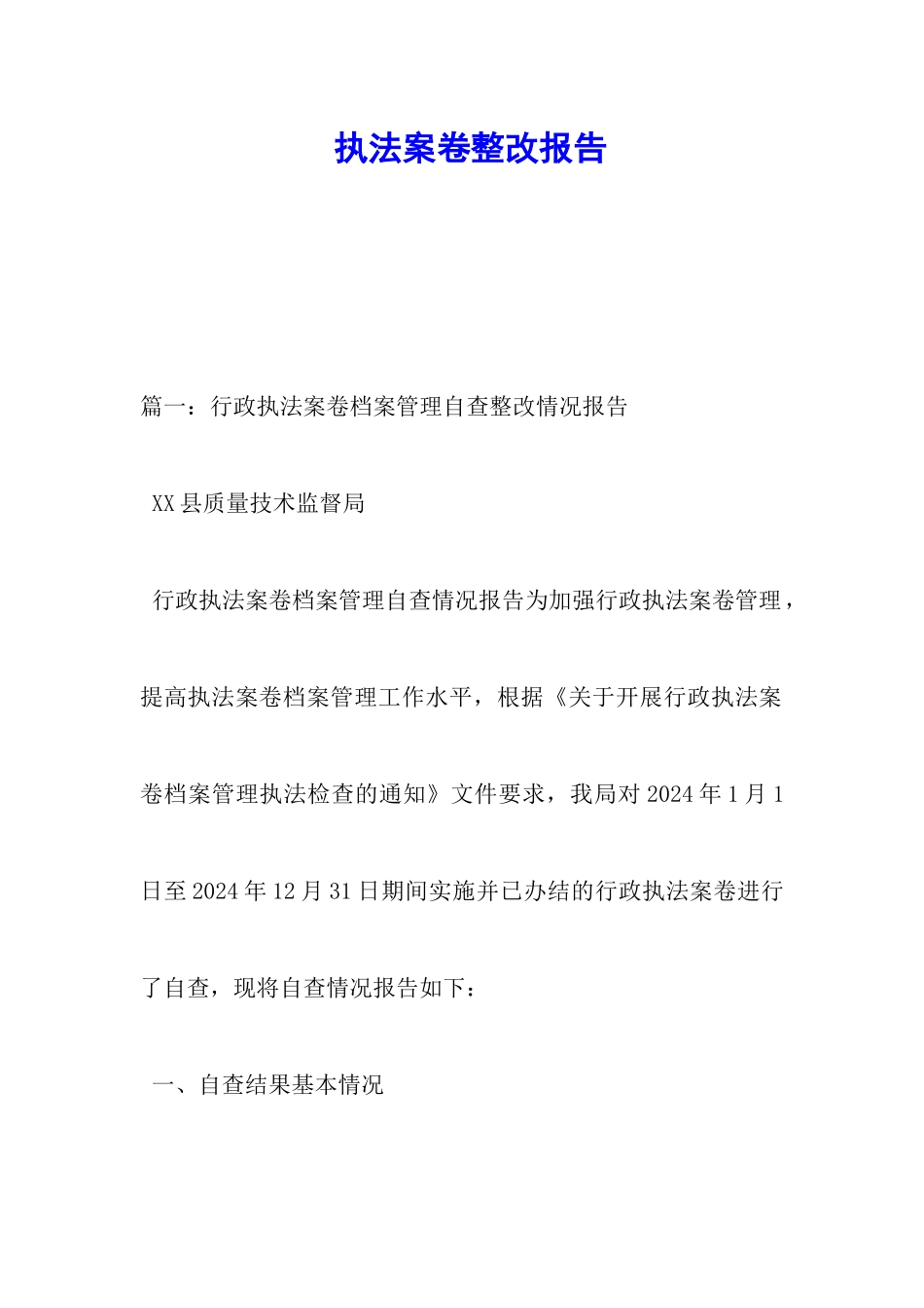 执法案卷整改报告_第1页